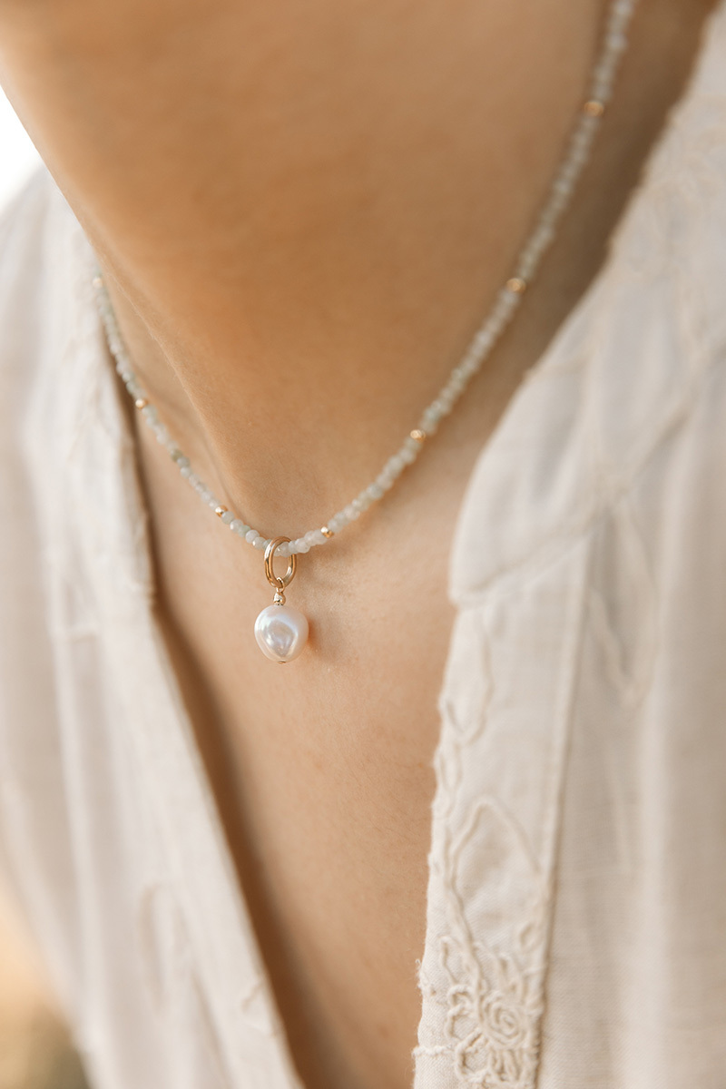 close up of a pearl necklace