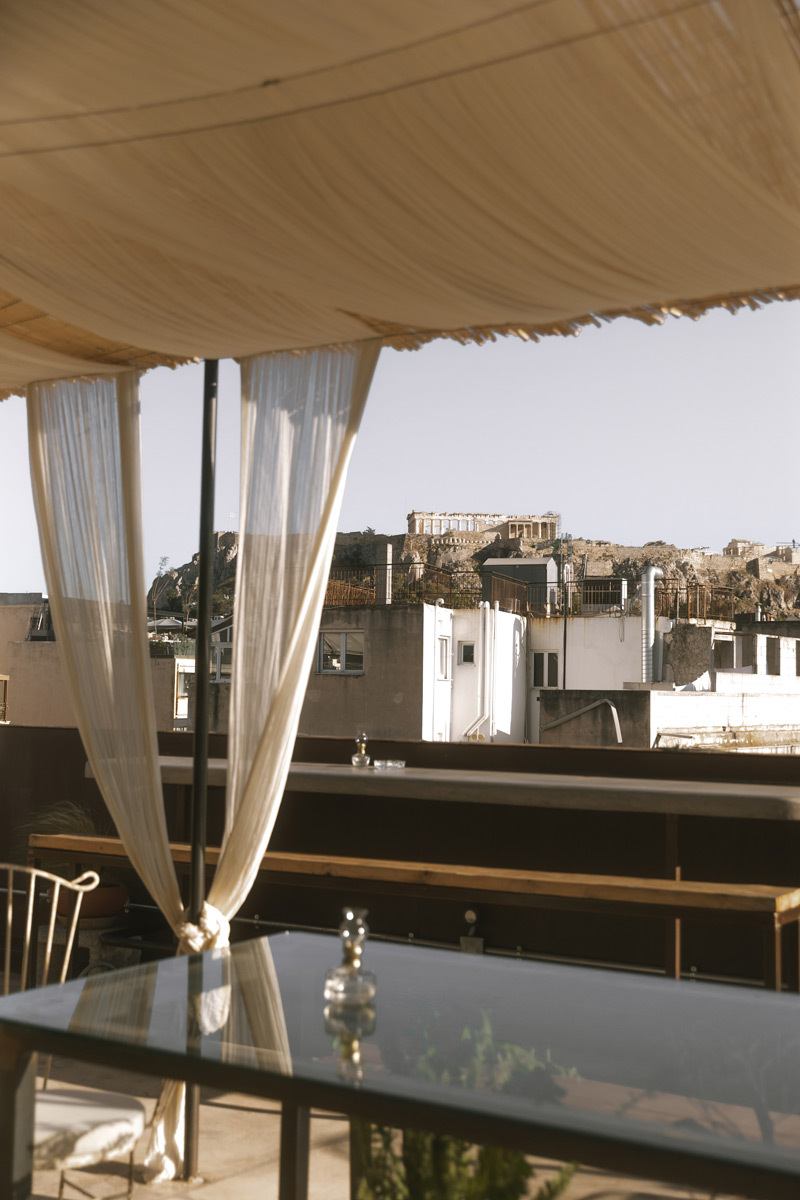 Terrace with the view on the Acropolis in Athens