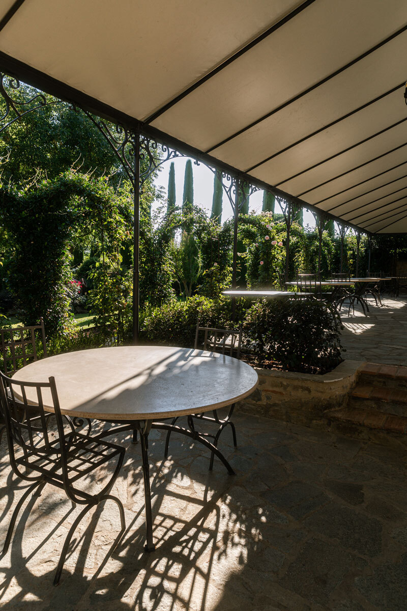 tables in a garden